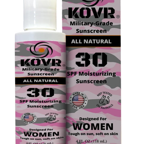 Kovr Military Grade Organic Sunscreen SPF 30 | Reef Friendly (Octinoxate & Oxybenzone Free) Broad Spectrum Moisturizing UVA/UVB Travel Size Sunscreen | 4 oz | Women