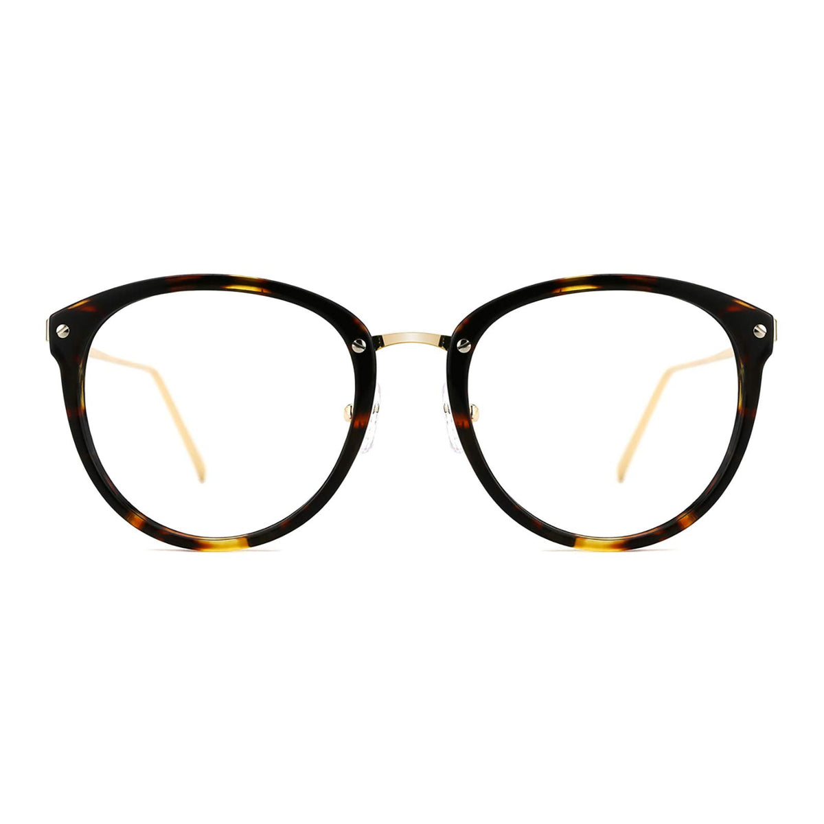 TIJN Blue Light Blocking Glasses for Women Men Bluelight Computer TV Device Anti Eye Strain Eyewear Round Metal (Tortoise)