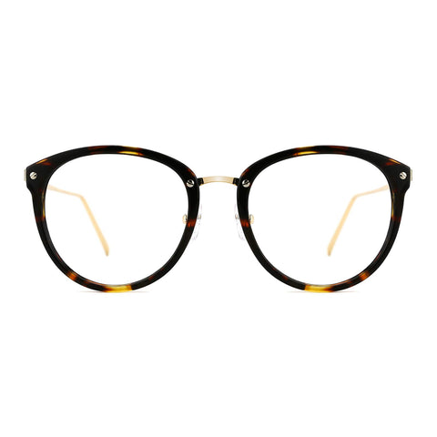 TIJN Blue Light Blocking Glasses for Women Men Bluelight Computer TV Device Anti Eye Strain Eyewear Round Metal (Tortoise)