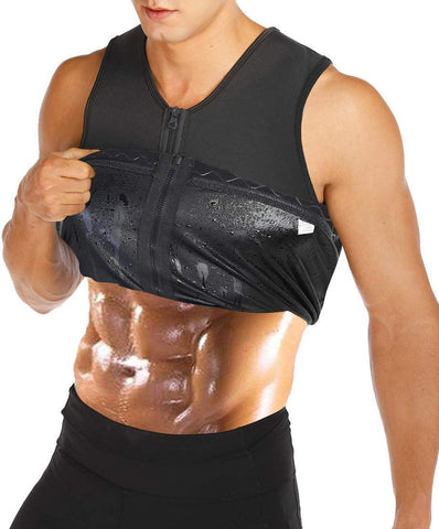 DODOING Sauna Vest Men Waist Trainer Vest for Weightloss Hot Polymer Corset Compression Sauna Sweat Body Shaper Zipper Slimming Workout Shirt Sauna Tank Top