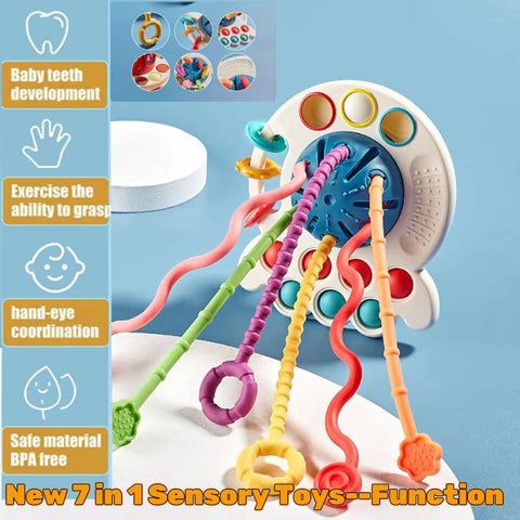 18M+Infant Montessori Toys, Children's Sensory Toys, Flying Saucers, Food-Grade Silicone Cable Activity Toys, Baby Travel Bathing Toys, Baby and Children's Dental Toys