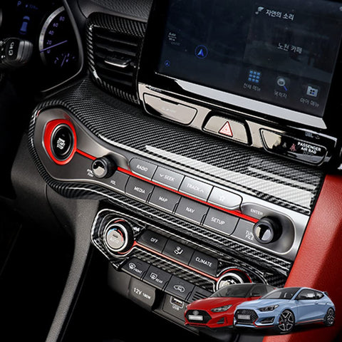 JUIVEEL Carbon Fiber Style Car Front Side Air Outlet Vent Frame Trim Compatible with 2019-2022 Hyundai Veloster JS N line Automotive Accessories
