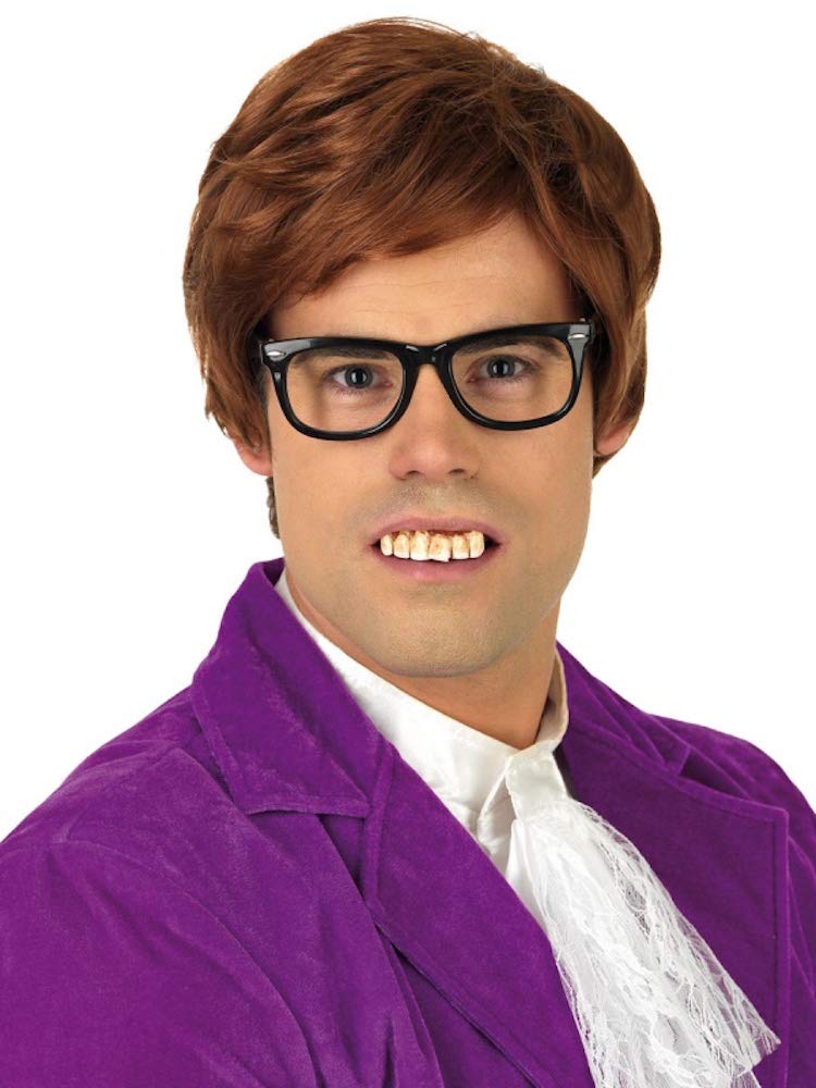 shoperama Leaning Yellow Austin Powers Nerd Teeth with Topping Costume Accessory Fake Bit Nerd