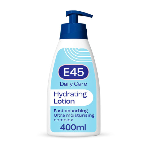 E45 Daily Skin Lotion 400 ml - E45 Lotion for Very Dry Skin - Non-Greasy Lightweight Moisturiser - Perfume-Free Body Face Hand Cream - Dermatologically Tested