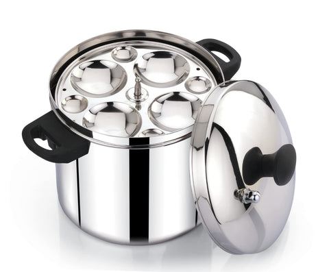 RARE Stainless Steel Idli Cooker with Idli Stand (4 Plates - 32 Idlies) | Induction & Gas Base Friendly | Idli Maker Stainless Steel | Idly Cooker | Multi purpose Steamer | Small Idli Steamer (16 Big
