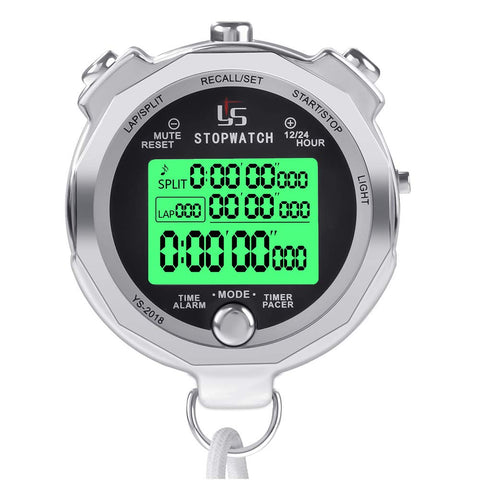 LAOPAO Stopwatch, 1/100 seconds Precision 100 Memories Daily Waterproof with Light function&Mute Mode for Outdoor Sports Running