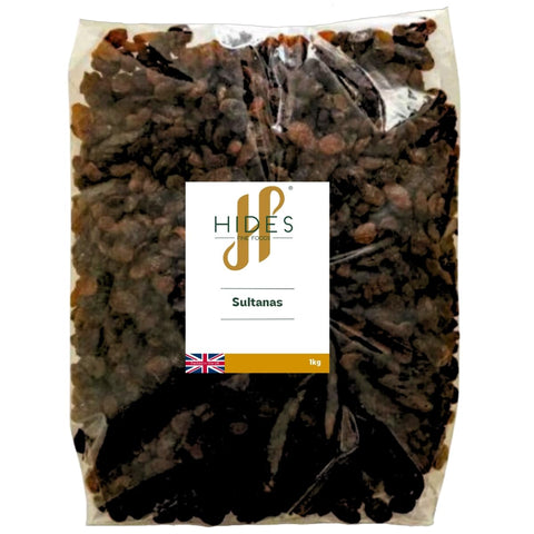 Hides Fine Foods - Sultanas 1kg - GMO Free - Suitable for Vegetarians - Baking - Desserts - Cakes - Cookies - Tart - Mince Pies - Breakfast - Granola
