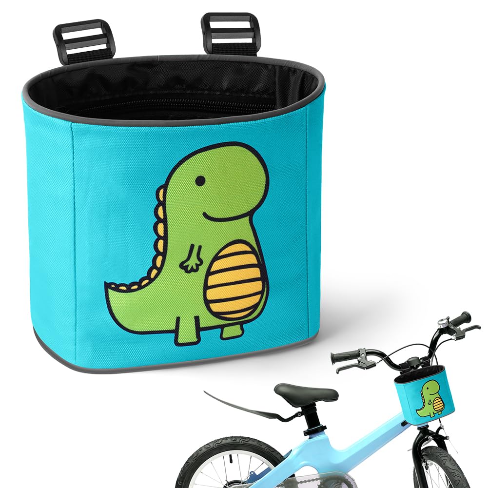 Adiwo Bike Basket Kids, Boys Bike Basket Waterproof Bicycle Front Basket, Detachable Bike Handlebar Basket, 210D Oxford Cloth Basket Carrier Bag with Cartoon Pattern, Bike Accessories For Girls Boy