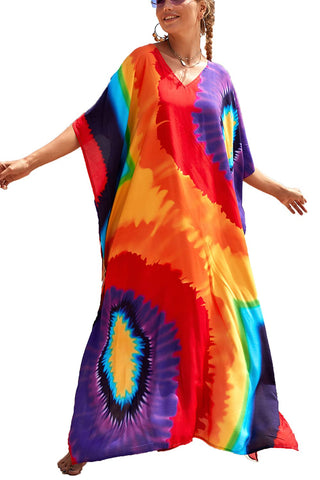 YouKD Women's Bohemian Long Cardigan Dress Large Size Kimono Beach Swimsuit Cover Up Dresses