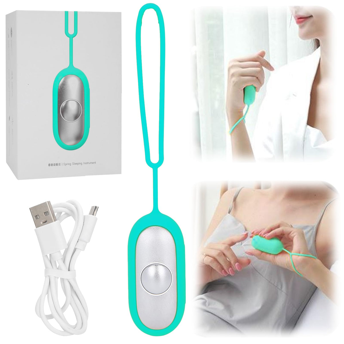 Domigard Sleep Aid Device, Calm Carry for Anxiety Relief, Calm Palm Microcurrent Sleep Aid Holding Device, USB Charging Holding Sleep Instrument for Insomnia Relief, Relieve Anxiety and Stress(Cyan)