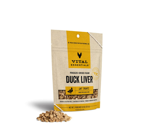 Vital Essentials Freeze Dried Raw Single Ingredient Cat Treats, Duck Liver, 0.9 oz