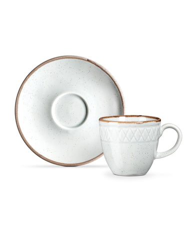 Madame Coco Porcelain Coffee Service Set 12 Pieces | Coffee Service | Ideal for Turkish Coffee, Tea, Cappuccino | Chic Tableware for Home, Restaurants, Hotels etc (Grey)