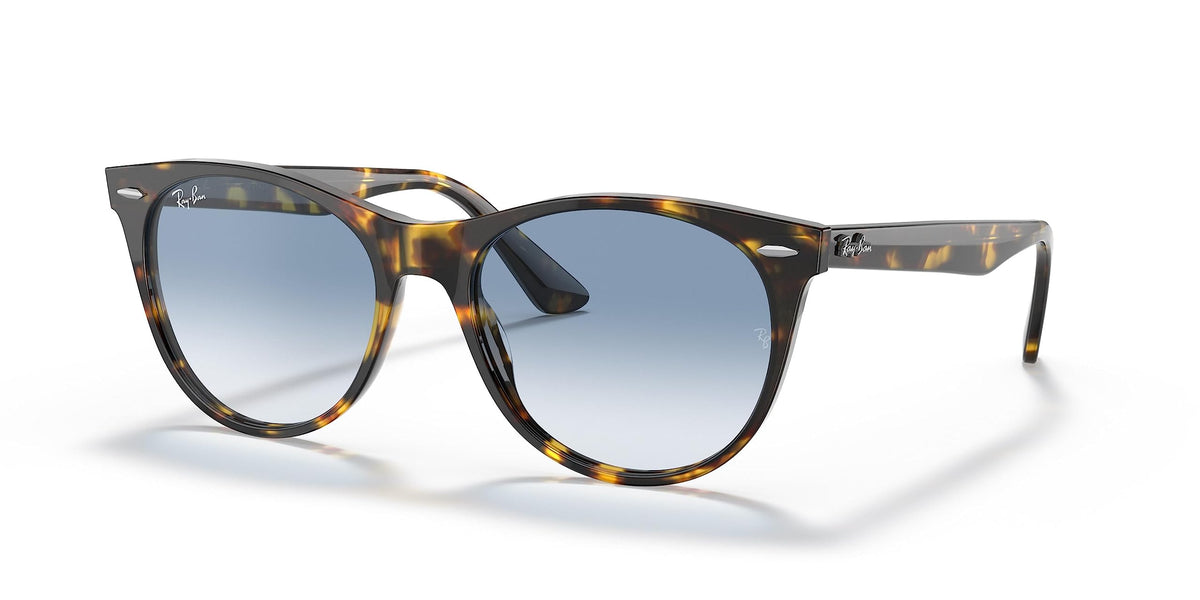Ray-Ban RB2185 Wayfarer II Round Sunglasses, Yellow Havana/Clear Gradient Blue, 55 mm