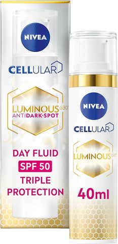 NIVEA Cellular Luminous 630 Anti Dark-Spot Day Moisturiser SPF 50 (40ml), Hydrating Fluid Protects From Dark-Spot Darkening and Photoageing for Smooth, Illuminated Skin