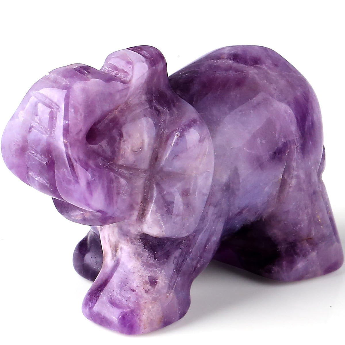 QINJIEJIE Amethyst Elephant Decor Statue Crystals Healing Stones Crystal Pocket Figurines Cute Hand Carved Sculpture Gemstones Spiritual Home Office Desk Purple Decor Elephant Gifts for Women