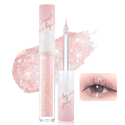 Erinde Jewel Tears Liquid Glitter Eyeshadow, Twinkle Shimmer Eye Shadow Eyeliner, Long Lasting, Quick Drying, Multi-Dimensional Sparkle Finish, Loose Glitter Glue for Crystal Korean Eye Makeup, 04#