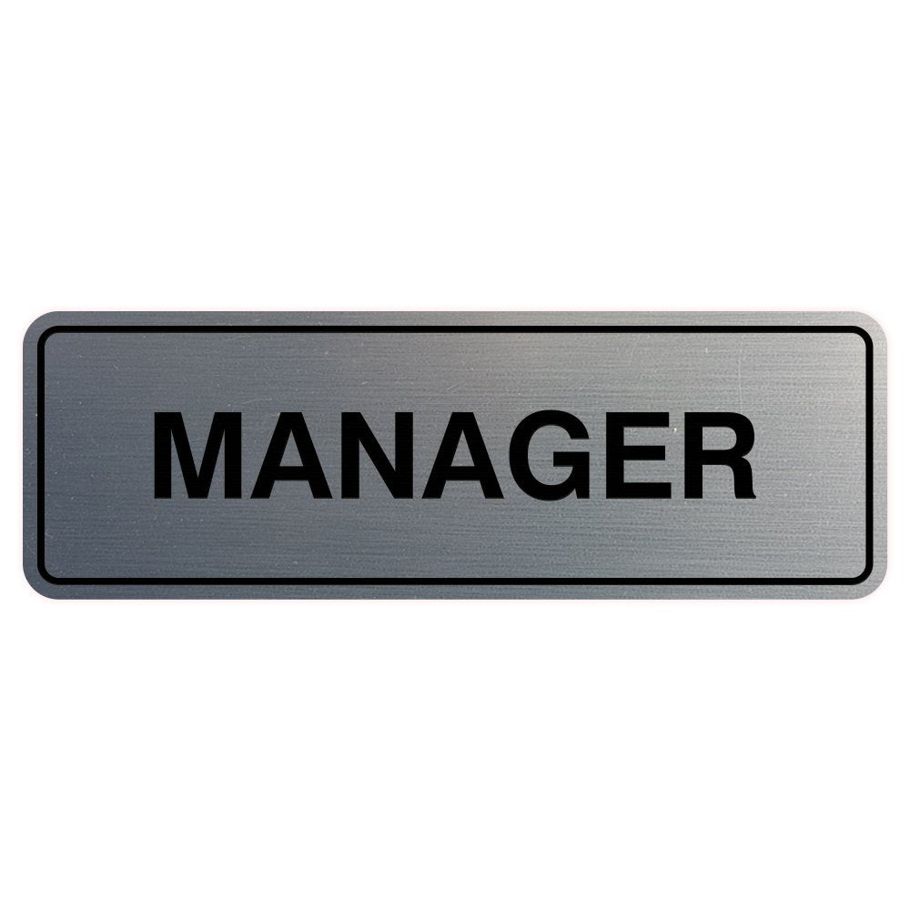 Standard Manager Door/Wall Sign - Silver - Medium