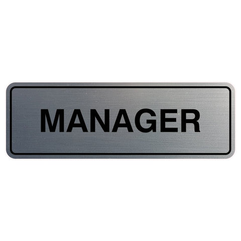 Standard Manager Door/Wall Sign - Silver - Medium