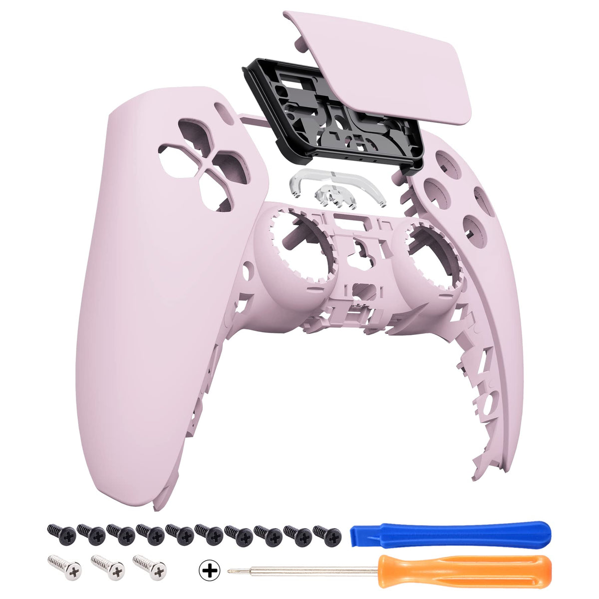 eXtremeRate Cherry Blossoms Pink Touchpad Front Top Shell Compatible with ps5 Controller BDM-010 BDM-020 BDM-030 040, DIY Replacement Shell Custom Touch Pad Cover Compatible with ps5 Controller