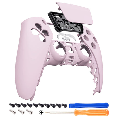 eXtremeRate Cherry Blossoms Pink Touchpad Front Top Shell Compatible with ps5 Controller BDM-010 BDM-020 BDM-030 040, DIY Replacement Shell Custom Touch Pad Cover Compatible with ps5 Controller