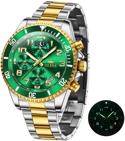 OLEVS Watches for Men, Chronograph Big Face, Waterproof Luminous,Multi-Function with Date, Luxury Men Watch