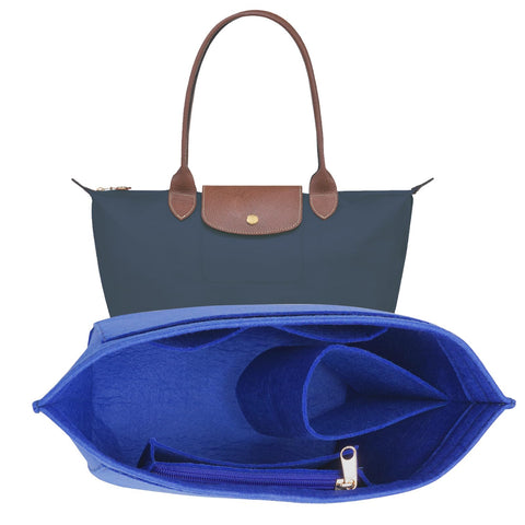 LOUKAYCCI Felt Purse Organizer Insert for Longchamp Le Pliage L Handbag Insert (Large, Blue