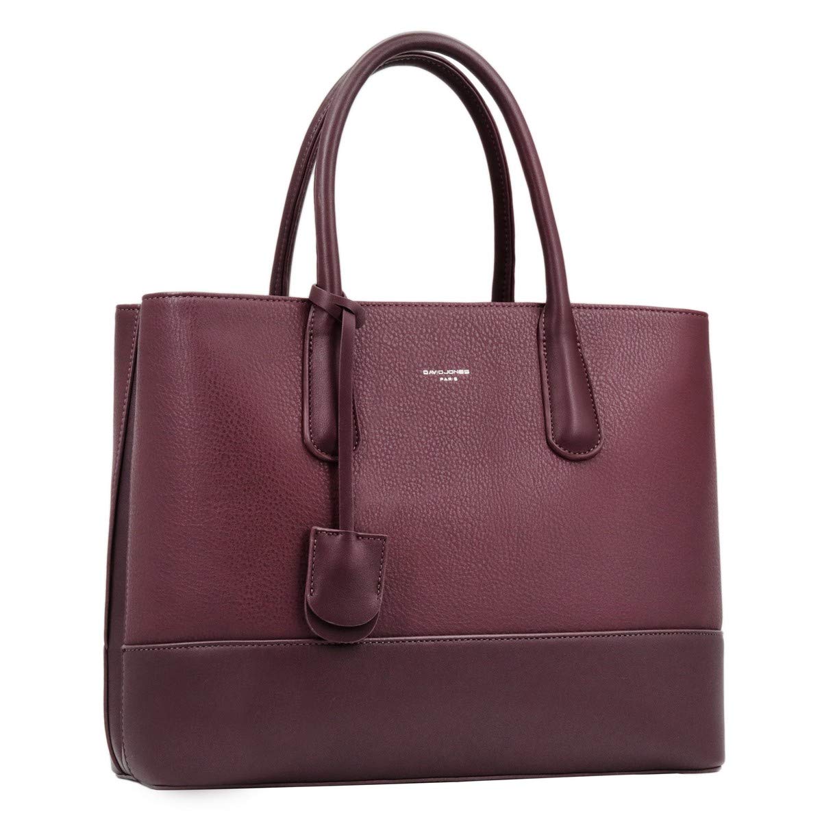 David Jones - Womens Large Handbag - Tote Bag Shopper Genuine Leather Style - Ladies Shoulder Crossbody Bag Multiple Compartments - Work Business School Top-Handle Satchel Briefcase - Burgundy Red