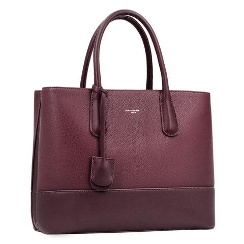 David Jones - Womens Large Handbag - Tote Bag Shopper Genuine Leather Style - Ladies Shoulder Crossbody Bag Multiple Compartments - Work Business School Top-Handle Satchel Briefcase - Burgundy Red