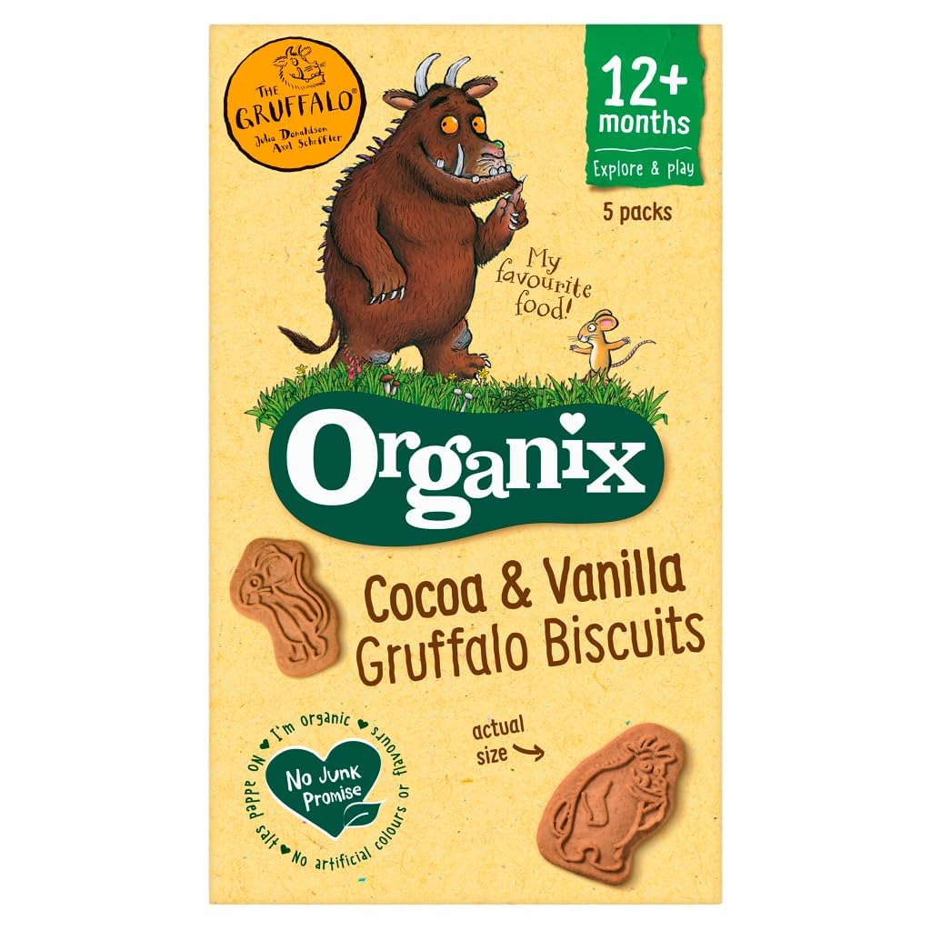 Organix Cocoa & Vanilla Gruffalo Biscuits 12+ Months, 5 x 20g