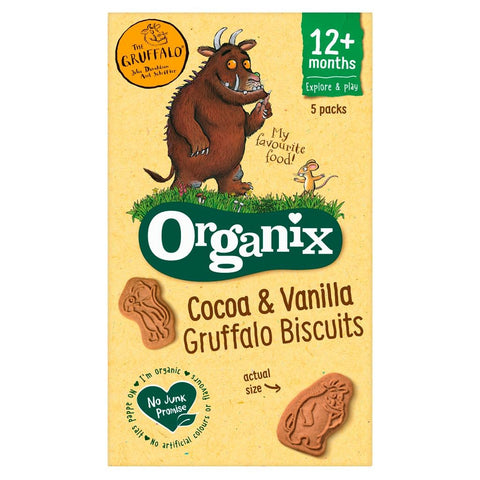 Organix Cocoa & Vanilla Gruffalo Biscuits 12+ Months, 5 x 20g