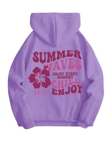 SOLY HUX Womens Sweatshirt Graphic Hoodies Letter Print Casual Long Sleeve Drawstring Pullover Tops with Pocket Mauve Purple X-Small