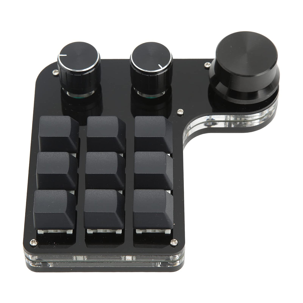 Leapiture Mini Gaming Keypad 3 Knobs RGB Backlit Blue Switch Programmable 9 Key Keypad for Music Office Media Programmer