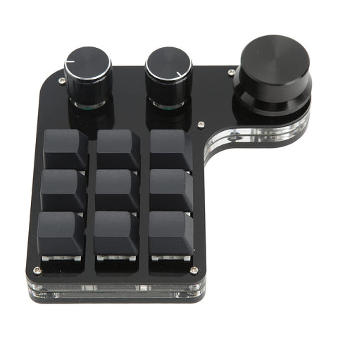 Leapiture Mini Gaming Keypad 3 Knobs RGB Backlit Blue Switch Programmable 9 Key Keypad for Music Office Media Programmer