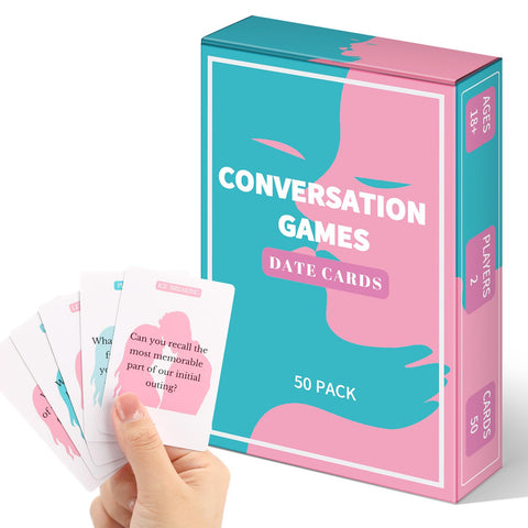 Poen 1 Box of Date Deck Conversation Games for Couples 50 Prompts Date Night Talk Cards Table Card Games for Girlfriend, Boyfriend, Husband or Wife