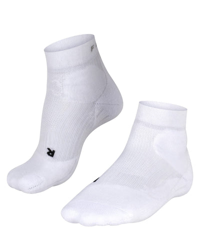 FALKE Men's TE2 Short Tennis Socks, Breathable Quick Dry, Quarter Length, Medium Cushion, Stabilizing High Protection, White (White 2000), 12.5-13.5, 1 Pair