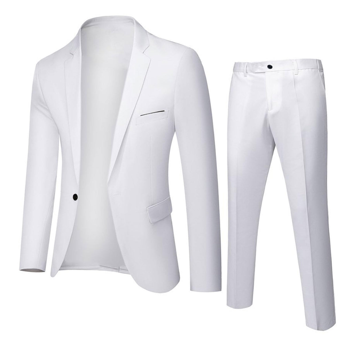Jueshanzj Men's Suit Two-Piece Casual Suit Suit Trousers White M
