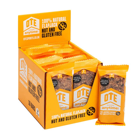 OTE Anytime Bars - Energy Bars for Cycling - High Calorie & Carb Nutrition Snacks for Running - Gluten Free Flapjacks - Box of 16 x 62g (Banana)