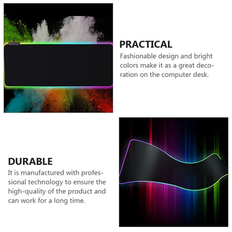 SOLUSTRE 2pcs Luminous Mouse pad Computer Gaming Mousepad LED Pad Glowing Mat LED Mat Gaming Pad Office Desk Accessories Desk LED Nonslip Mouse Pad Shine Upholstered Cloth