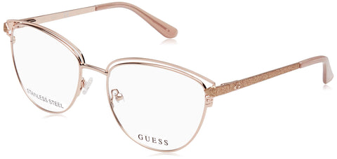 Guess GU2685 Eyeglass Frames - Shiny Rose Gold Frame, Shiny Rose Gold Lenses, 53 mm GU268553028