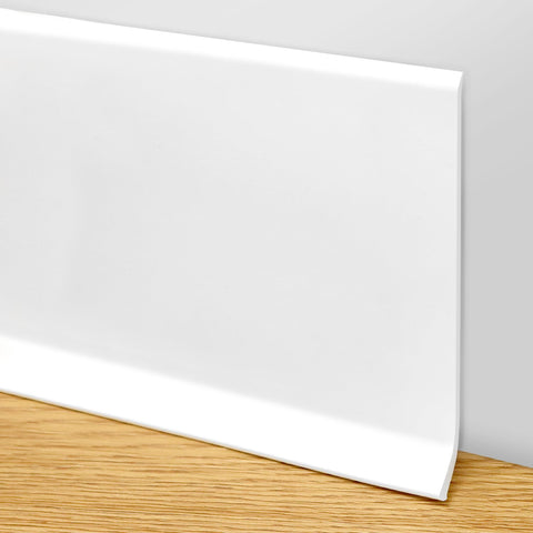 QWORK® 10m PVC Skirting Board Trim - 100 x 12 mm - Minimalist Style - Self Adhesive - Highly Flexible - White