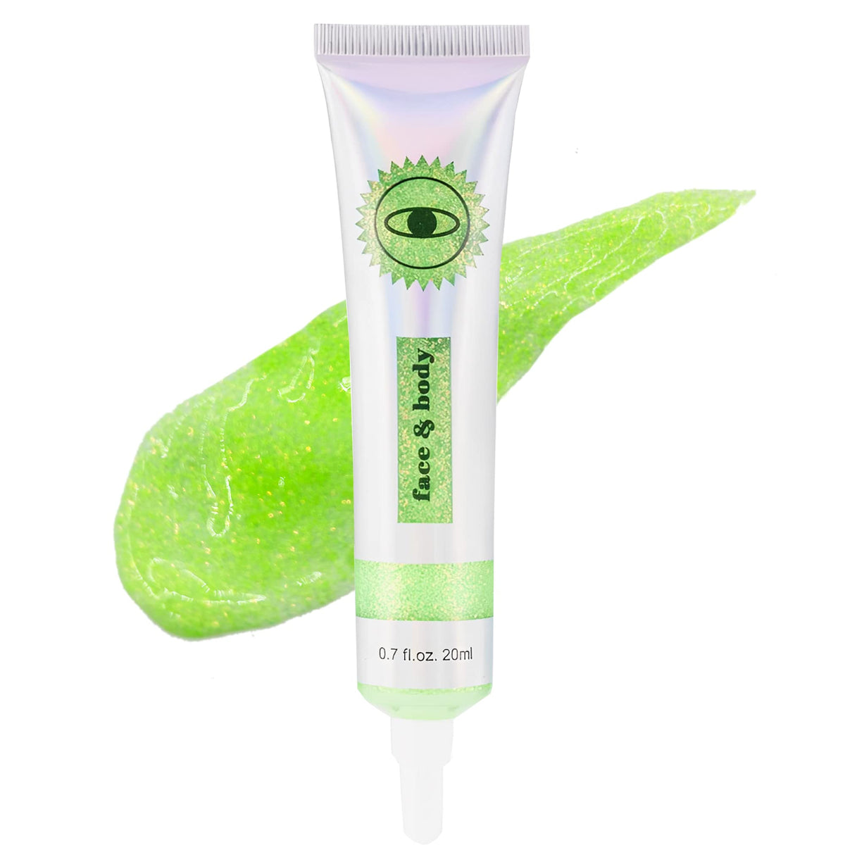 Holographic Body Face Glitter Gel, Face Glitter Gel Shimmer Liquid Eyeshadow, Self-Adhesive Sequins Glitter Makeup, Fine Glitter Mixed with Gel for Body, Face and Hair Rave Accessories-#05Green