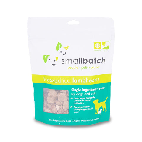 smallbatch Pets Premium Freeze-Dried Lamb Heart Treats for Dogs and Cats, 3.5 oz, Made and Sourced in The USA, Single Ingredient, Humanely Raise Meat, No Preservatives or Anything Artificial Ever