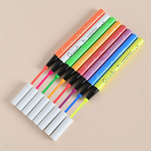 Goodly Smolder 8 Colors Master Precise UV Glow 2 IN 1 Liquid Eyeliner Set, Matte Colored Eyeliners Pen, Colorful Waterproof Smudge-proof Pigmented Graphic Liners.
