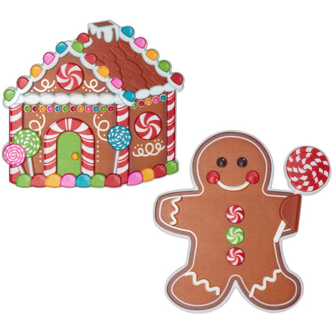 CakeDrake Gingerbread House and Man Cake Layon (2 Pieces) Winter themed Cake Decor
