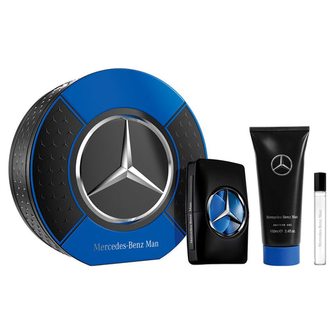 Mercedes-Benz Man 3 pc Giftset - Elegant Fragrance - Sensual, Floral, Woody Notes - Endless Day Through Night Scent Payoff - 2 EDT Sprays, Shower Gel