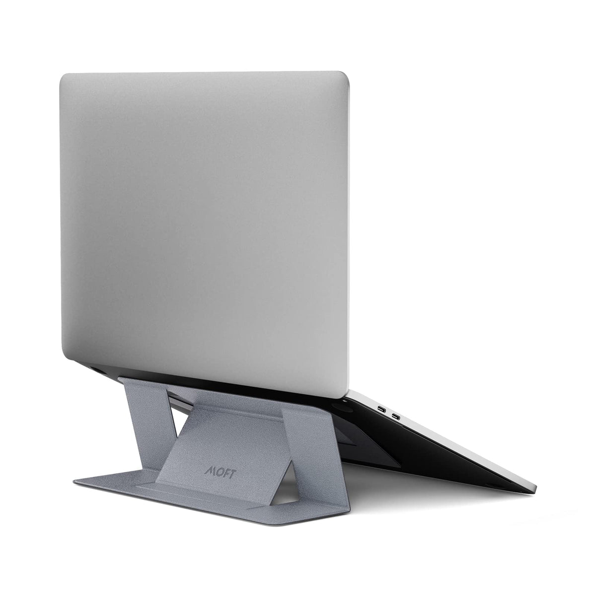 MOFT Laptop Stand for Desk, Lightweight Foldable Laptop Stand with 2 Adjustable Angles, Portable Vegan Leather Adhesive Computer Stand Compatible with MacBook 11"-16", Silver