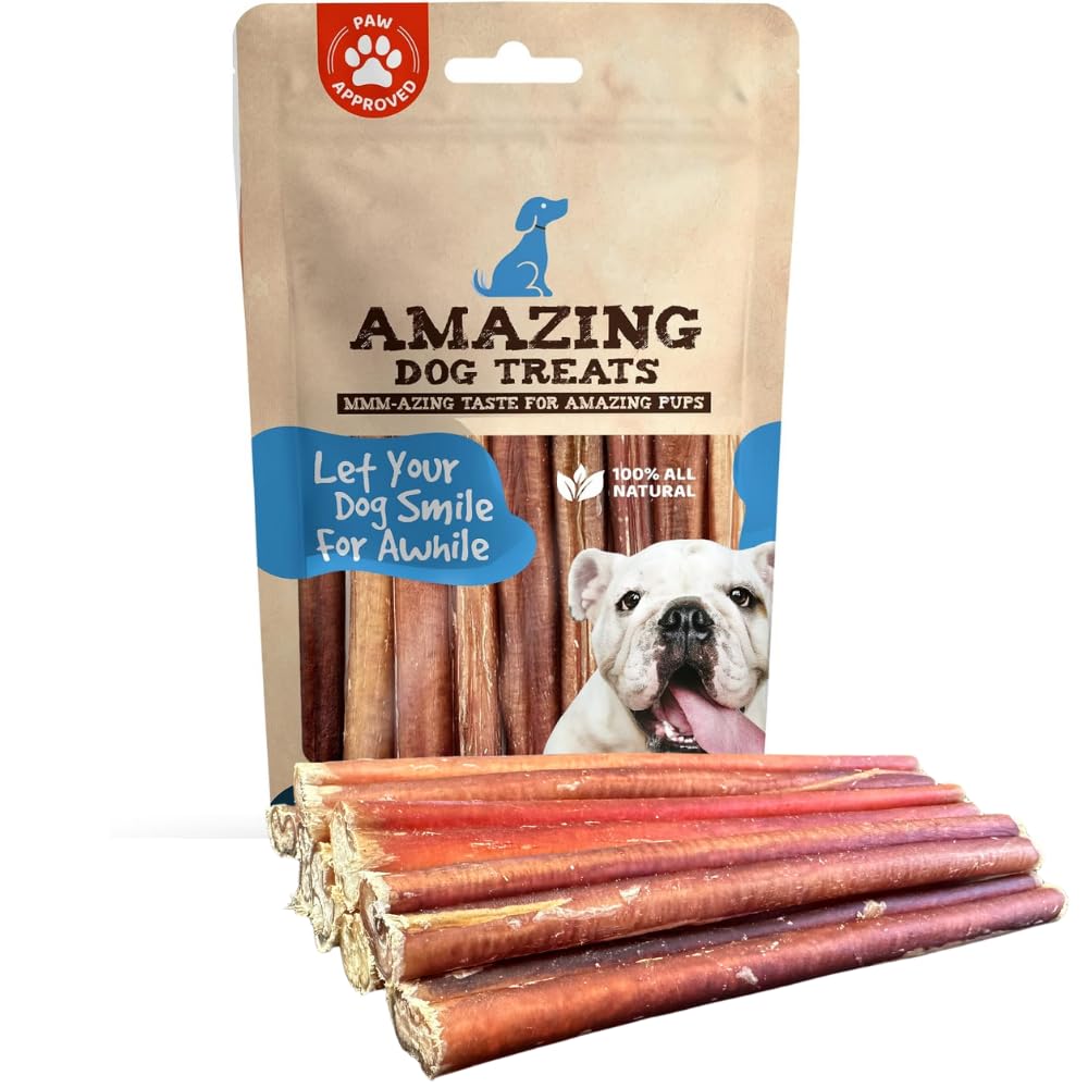 Amazing Dog Treats - Bully Sticks 6 Inch Regular Size (10 Pcs/Pack) - Premium Bully Stick Dog Chews - Long Lasting Bully Sticks for Dogs - Best Bully Stick Dog Bone - No Hide Dog Chew