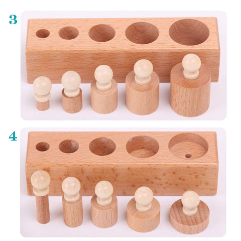 Thoth Montessori Knobbed Cylinder Socket Montessori Materials Wooden Cylinders Ladder Blocks Educational Wooden Toy Montessori Education Toy Family Version
