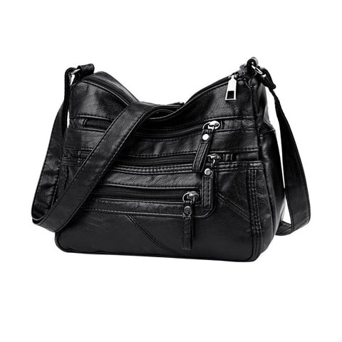 LIN KANG Ladies Shoulder Bags Soft PU Leather Crossbody bag for Women Multi Pockets Lightweight Waterproof Crossbody Handbags for Travel Daily Use Black