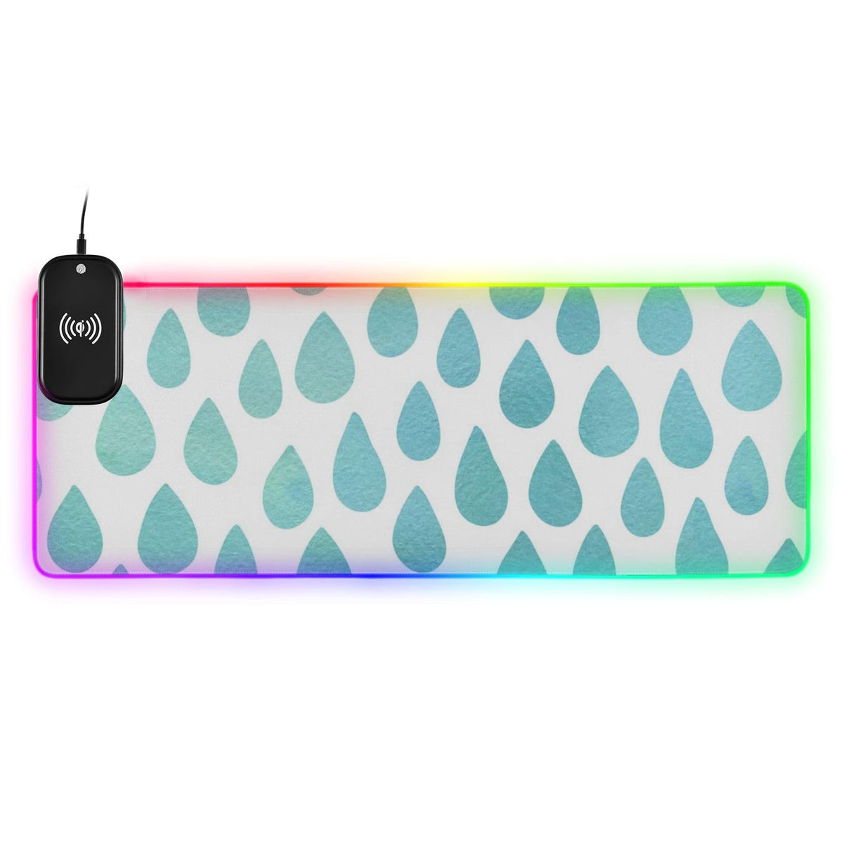 Blue Dots Wireless Charging Mouse Pad for Mobile Phone Extra Large Gaming Mousepad with 13 Lighting Modes Keyboard Mat for Gaming MacBook PC Laptop Desk Home Office